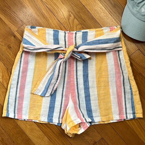 C&C California Pants - C&C CALIFORNIA 100% Linen Striped Shorts